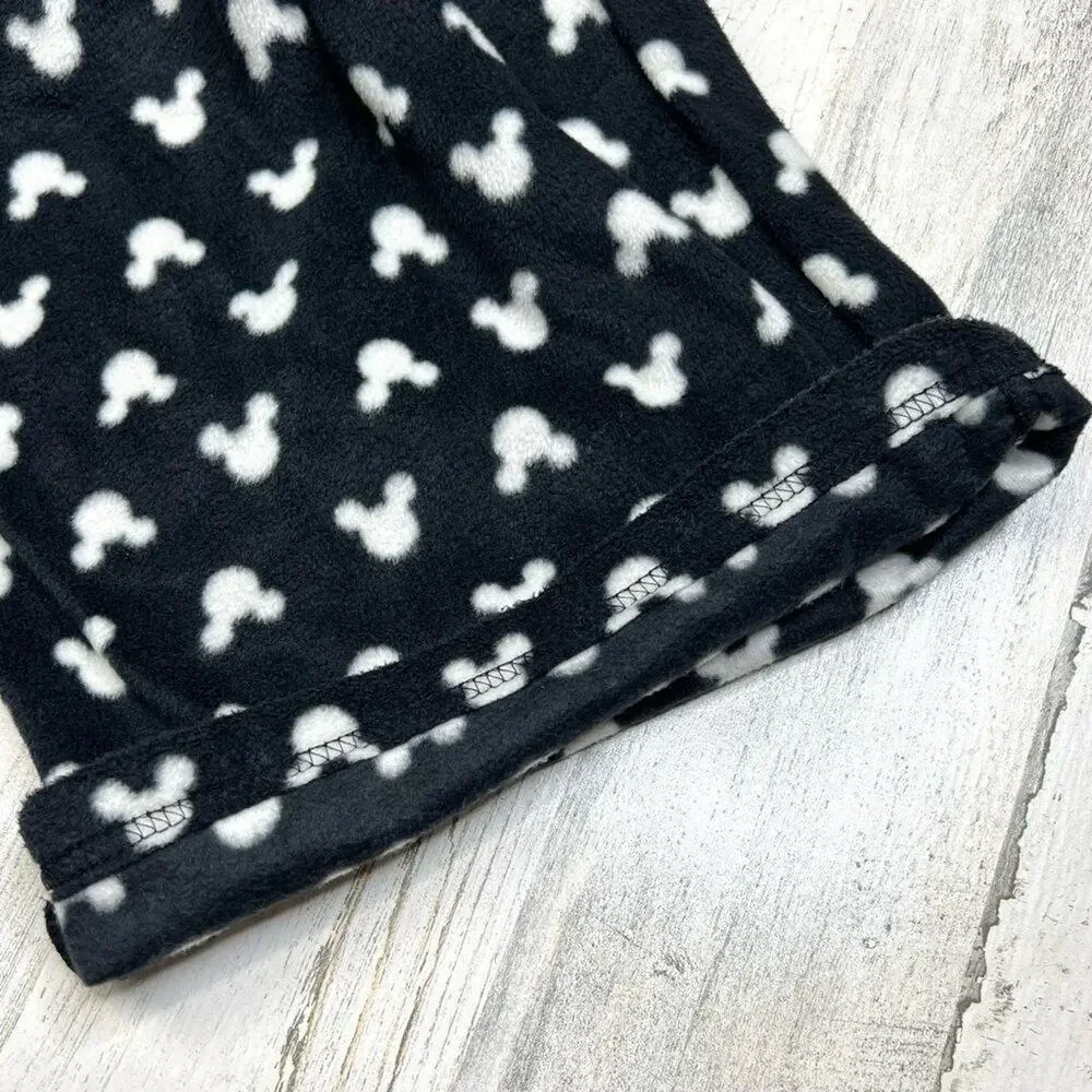 Disney Women's Mickey Mouse Wide Leg Fleece Pajama Pants L Black White Stretch - Picture 4 of 8